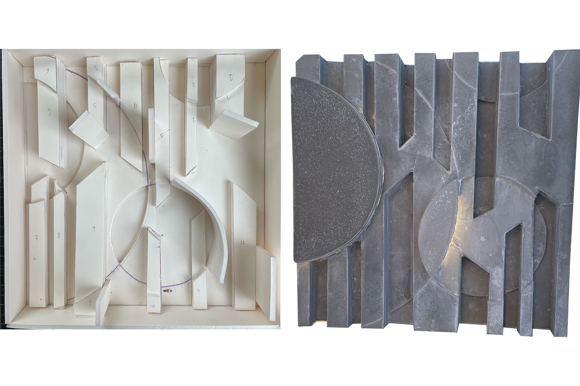 CONCRETE SLAB LIGHT STUDY - FOAMCORE MOLD & FINAL PRODUCT